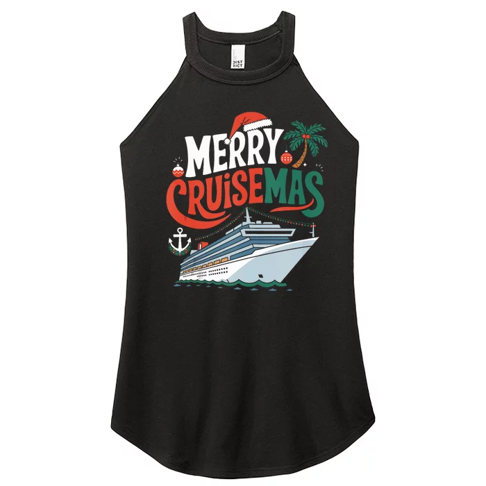 Merry Cruisemas Anchor Design – Christmas Cruise Fun Tank Top Women’s Perfect Tri Rocker Tank