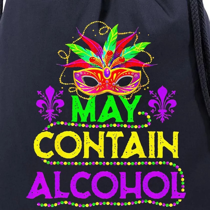 May Contain Alcohol Funny Mardi Gras 2024 Drawstring Bag