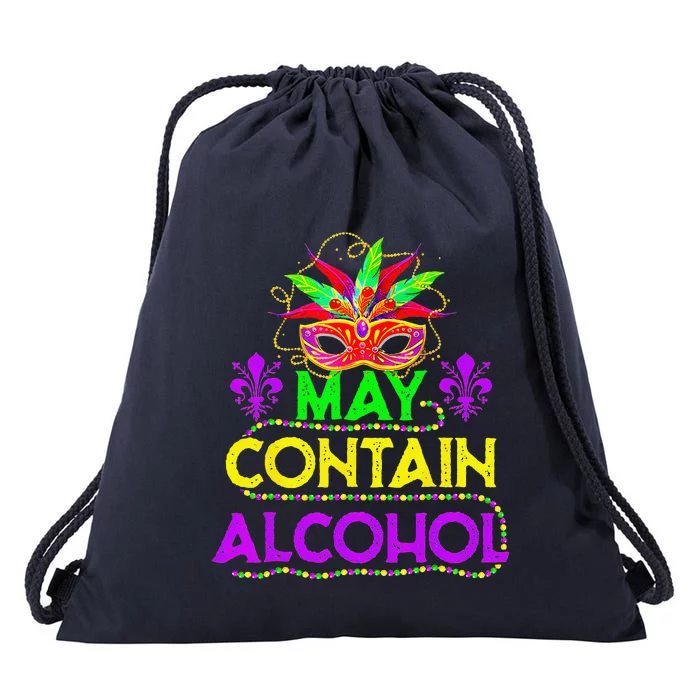 May Contain Alcohol Funny Mardi Gras 2024 Drawstring Bag