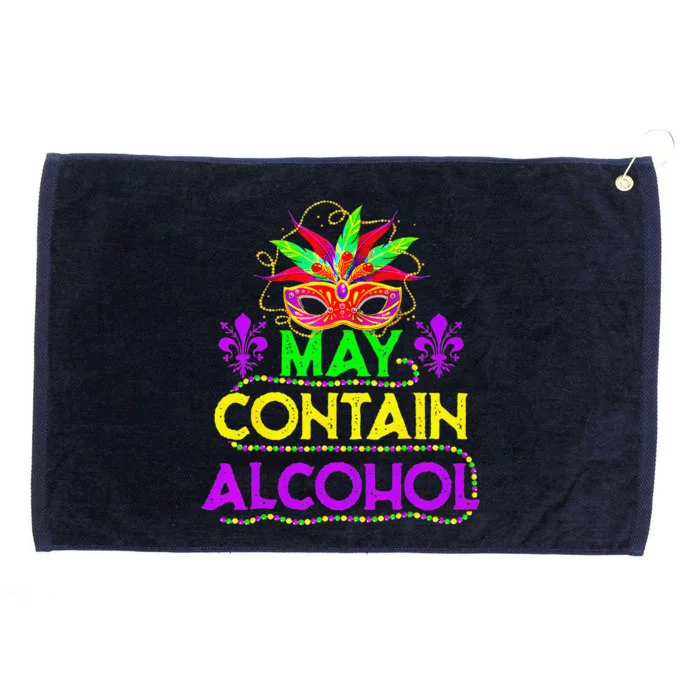 May Contain Alcohol Funny Mardi Gras 2024 Grommeted Golf Towel