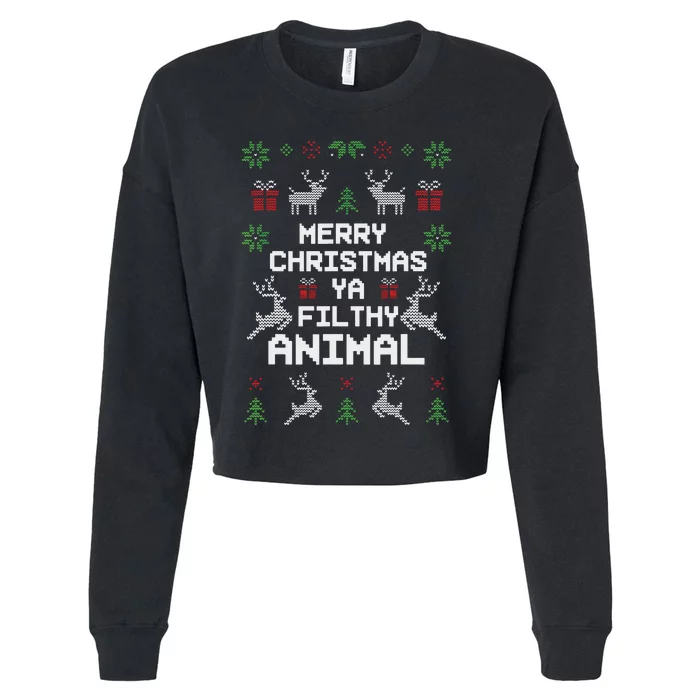 Merry Christmas Animal Filthy Ya Cropped Pullover Crew