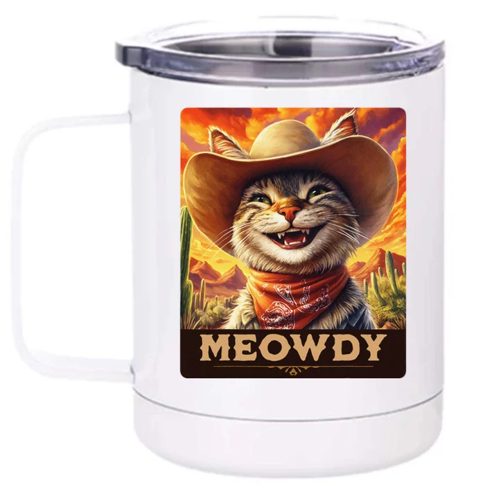 Meowdy Cowboy A Furry Friend In The Wild West Cat Front & Back 12oz Stainless Steel Tumbler Cup