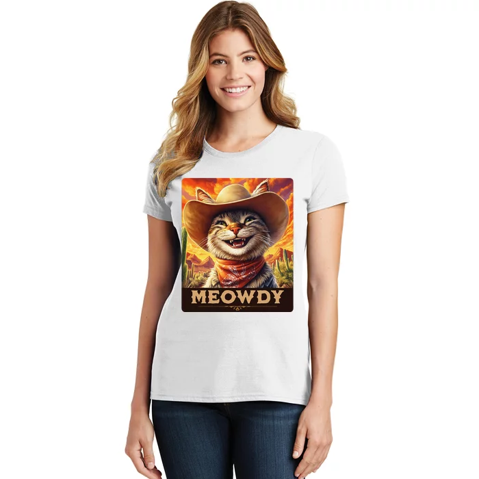 Meowdy Cowboy A Furry Friend In The Wild West Cat Women's T-Shirt