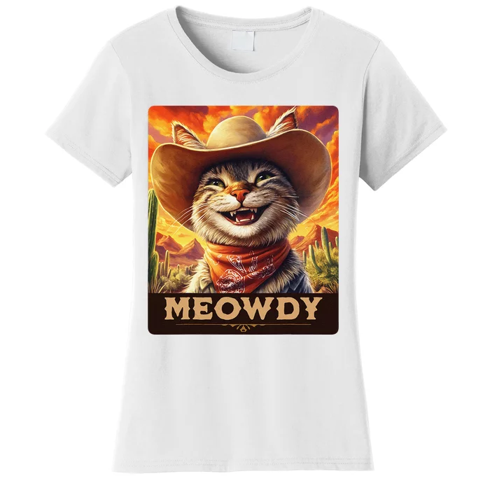 Meowdy Cowboy A Furry Friend In The Wild West Cat Women's T-Shirt