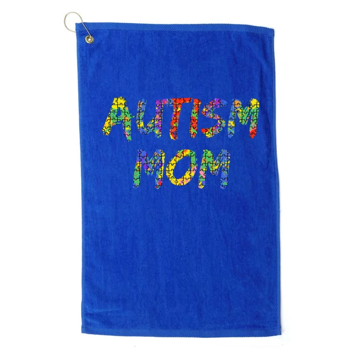 Matching Colorful Autism Puzzle Piece Design Gift Autism Mom Great Gift Platinum Collection Golf Towel