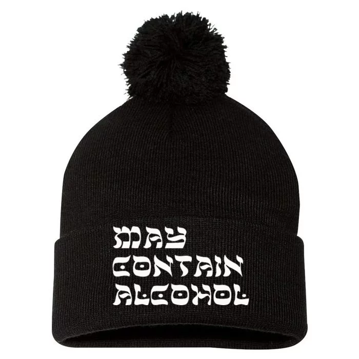 May Contain Alcohol Funny Warning Happy Purim Costume Party Pom Pom 12in Knit Beanie