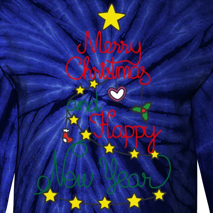 Merry Christmas And Happy New Year Tie-Dye Long Sleeve Shirt