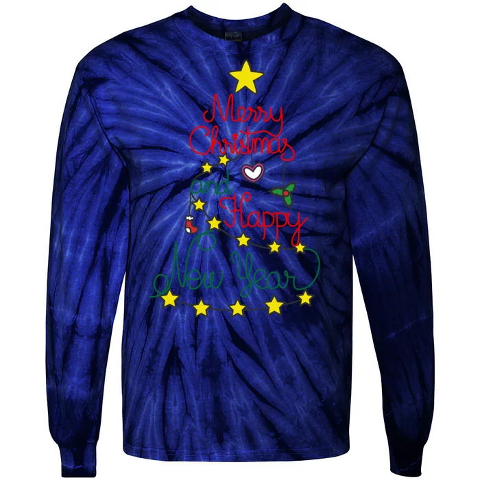 Merry Christmas And Happy New Year Tie-Dye Long Sleeve Shirt