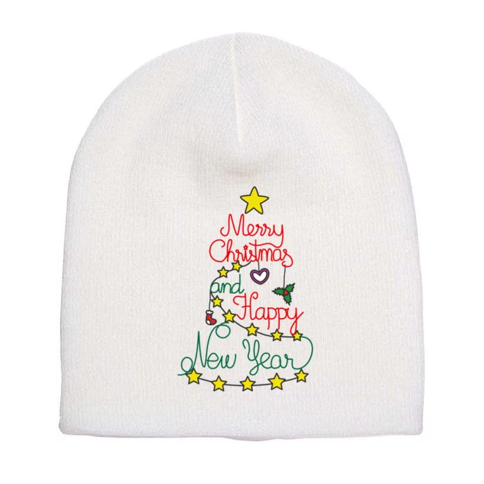 Merry Christmas And Happy New Year Short Acrylic Beanie