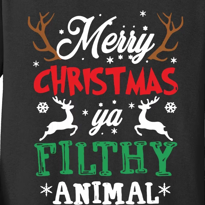 Merry Christmas Animal Filthy Ya Xmas Pajama Kids Long Sleeve Shirt