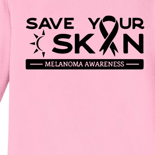 Melanoma Cancer Awareness Save Your Skin Baby Long Sleeve Bodysuit