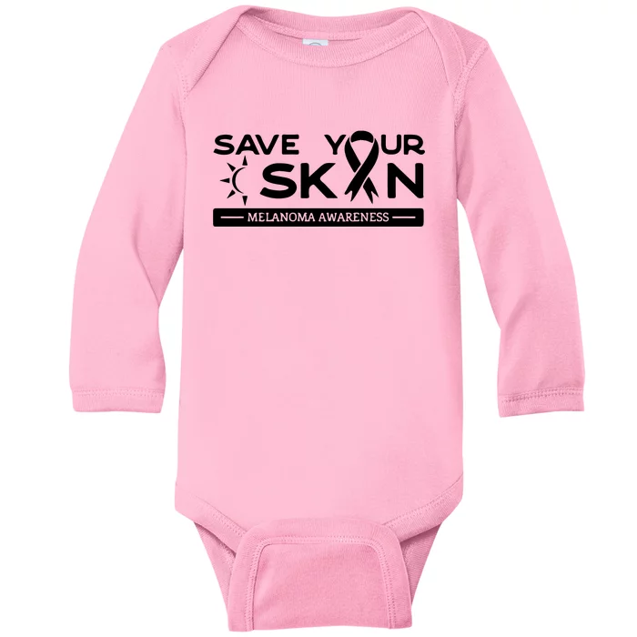 Melanoma Cancer Awareness Save Your Skin Baby Long Sleeve Bodysuit