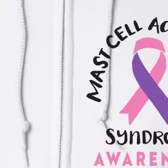 Mast Cell Activation Syndrome MCAS Pink Purple Ribbon Full Zip Hoodie