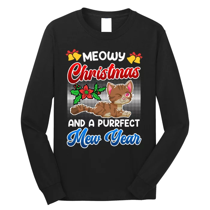 Meowy Christmas & A Mew Year Cat Owner Cats Long Sleeve Shirt