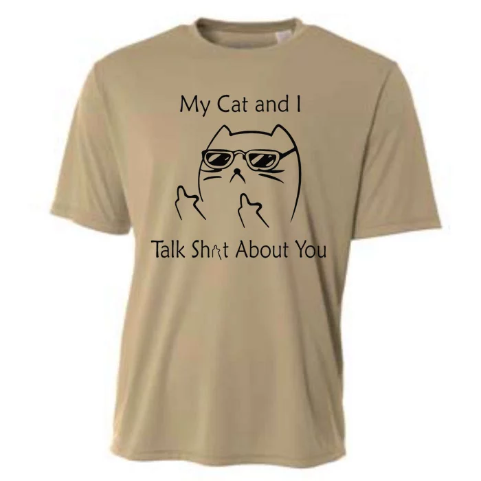 My Cat And I Talk Sh!t About You Vintage Funny Cooling Performance Crew T-Shirt