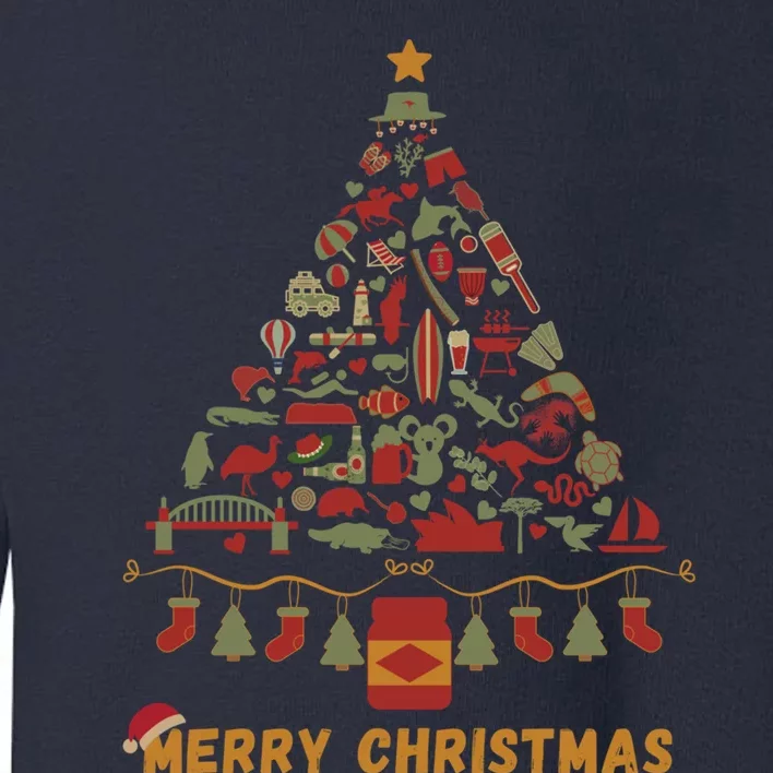 Merry Christmas Australia Australian Christmas Tree Made Up Of IconsSymbols (I Toddler Sweatshirt