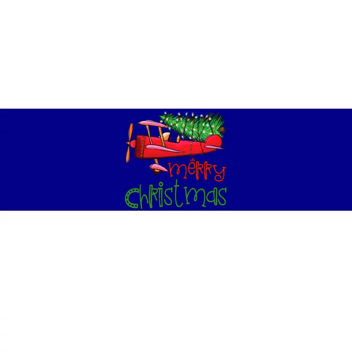 Merry Christmas Airplane Christmas Tree Pilot Xmas Funny Funny Gift Bumper Sticker