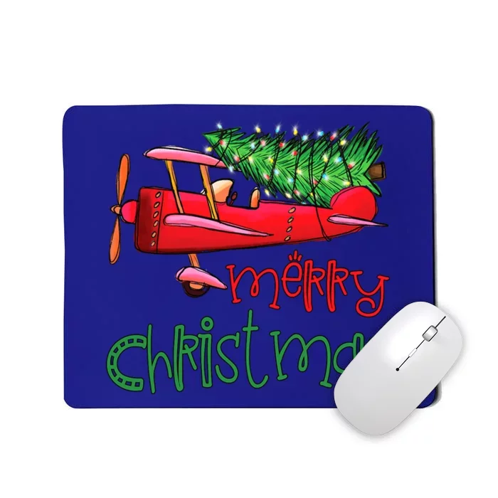 Merry Christmas Airplane Christmas Tree Pilot Xmas Funny Funny Gift Mousepad