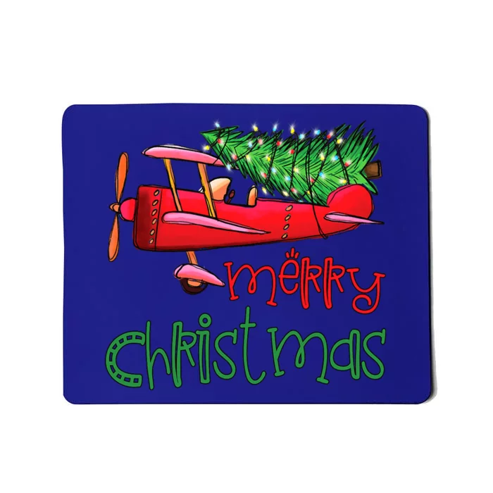 Merry Christmas Airplane Christmas Tree Pilot Xmas Funny Funny Gift Mousepad