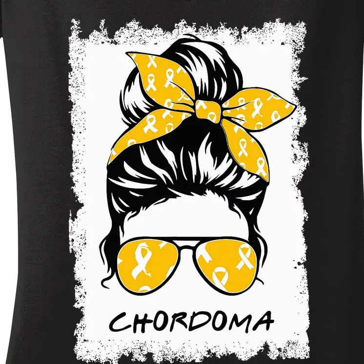 Messy Chordoma Awareness Women's V-Neck T-Shirt