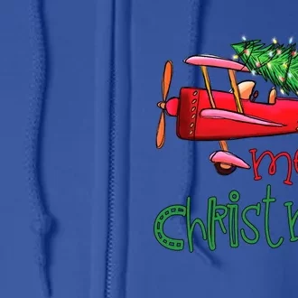 Merry Christmas Airplane Christmas Tree Pilot Xmas Funny Cute Gift Full Zip Hoodie