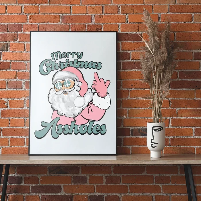 Merry Christmas Assholes Santa Sweater Dirty Humor Christmas Poster