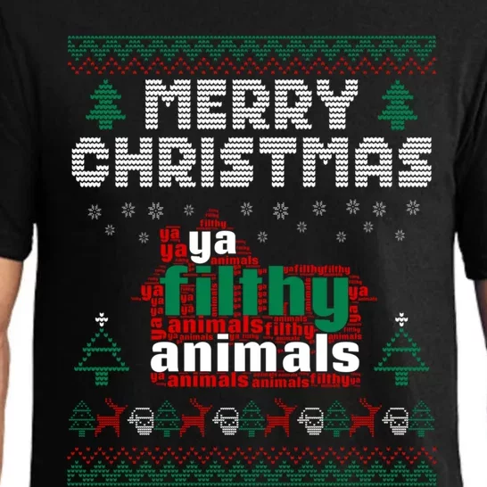 Merry Christmas Animal Filthy Ya Ugly Sweater Style Matching Gift Pajama Set