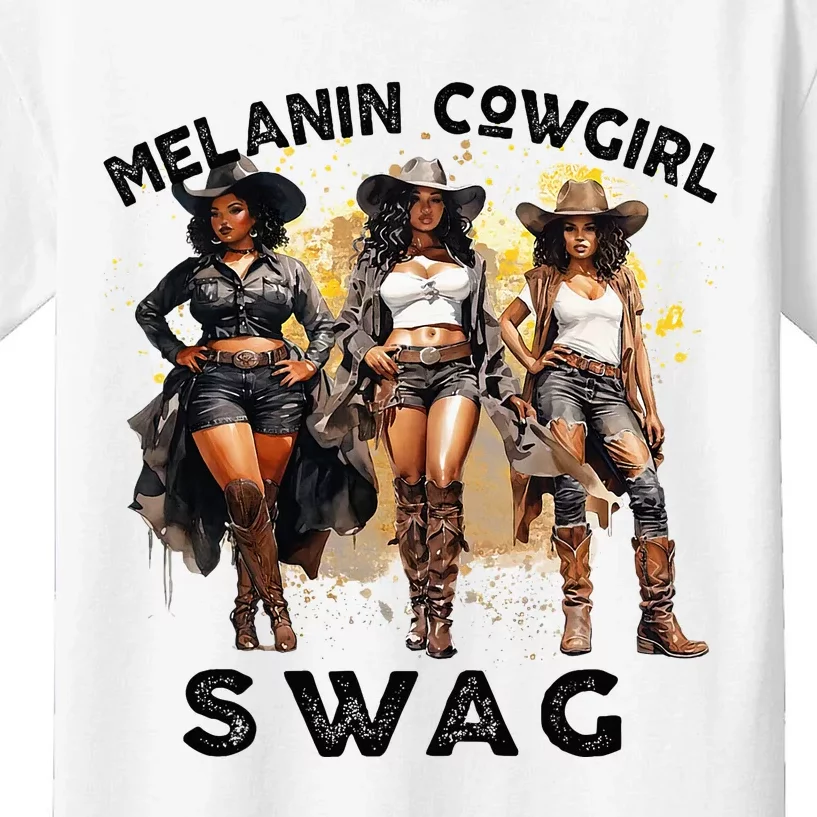 Melanin Cowgirls African Melanin Cowgirl Swag Juneteenth Kids T-Shirt