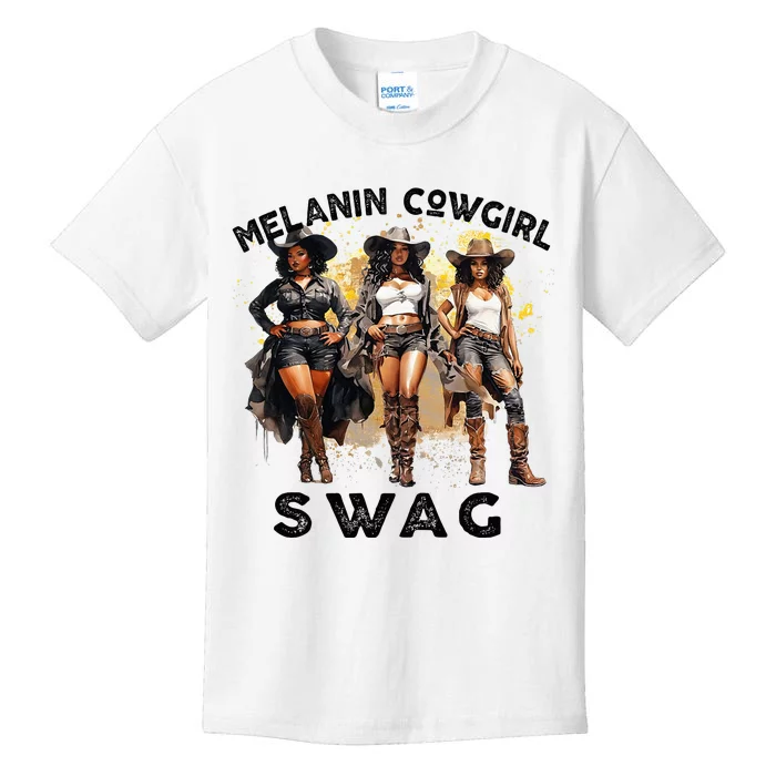 Melanin Cowgirls African Melanin Cowgirl Swag Juneteenth Kids T-Shirt