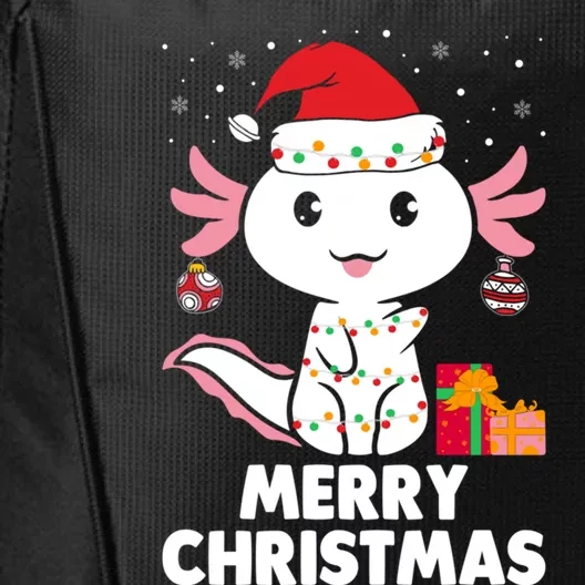 Merry Christmas Axolotl Santa Hat Christmas Salamander Fish City Backpack