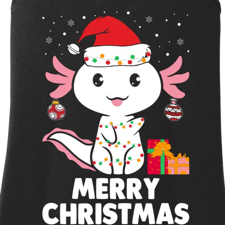 Merry Christmas Axolotl Santa Hat Christmas Salamander Fish Ladies Essential Tank