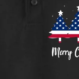 Merry Christmas American Flag Trees Dry Zone Grid Performance Polo