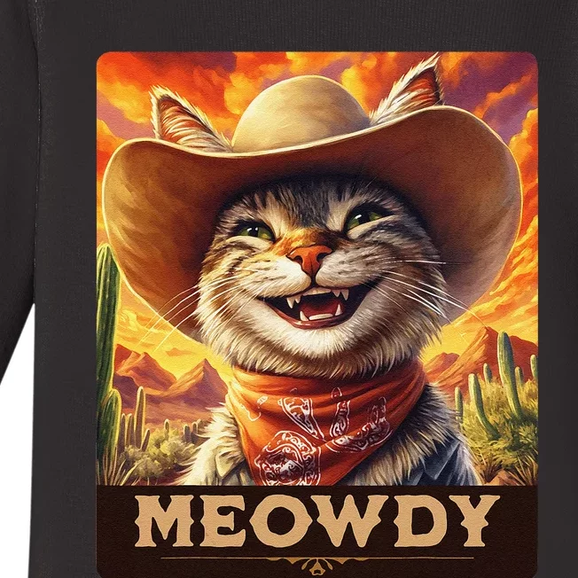 Meowdy Cowboy A Furry Friend In The Wild West Cat Gift Baby Long Sleeve Bodysuit