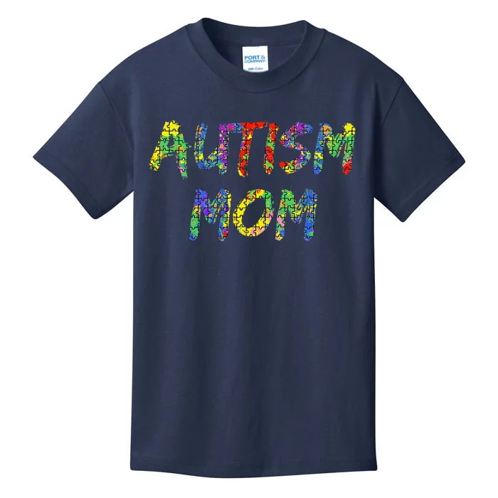 Matching Colorful Autism Puzzle Piece Design Gift Autism Mom Kids T-Shirt