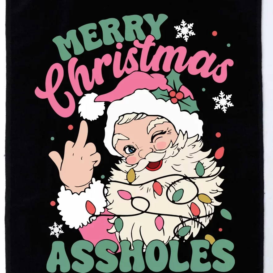 Merry Christmas Assholes Funny Santa Claus Platinum Collection Golf Towel