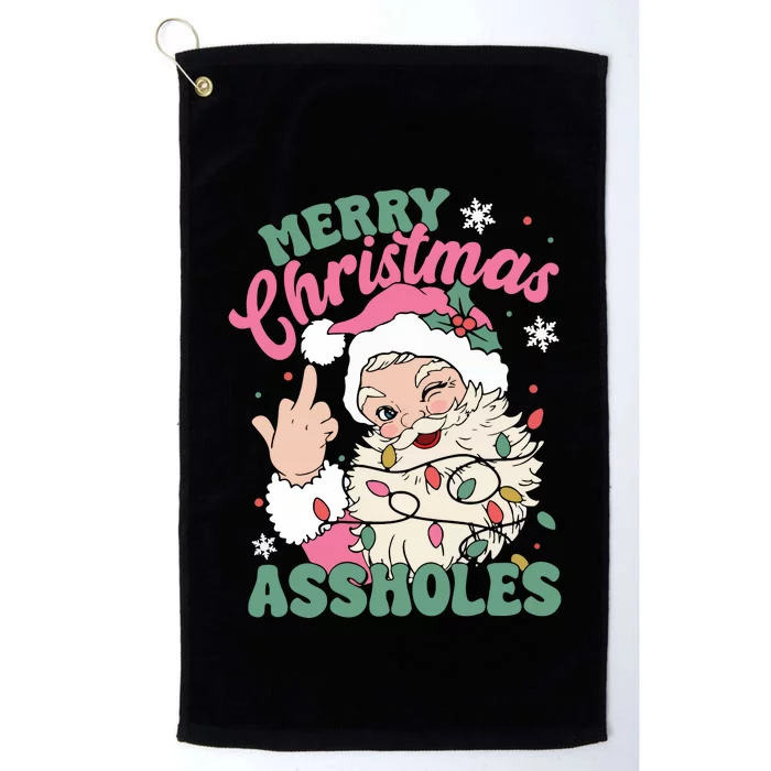 Merry Christmas Assholes Funny Santa Claus Platinum Collection Golf Towel