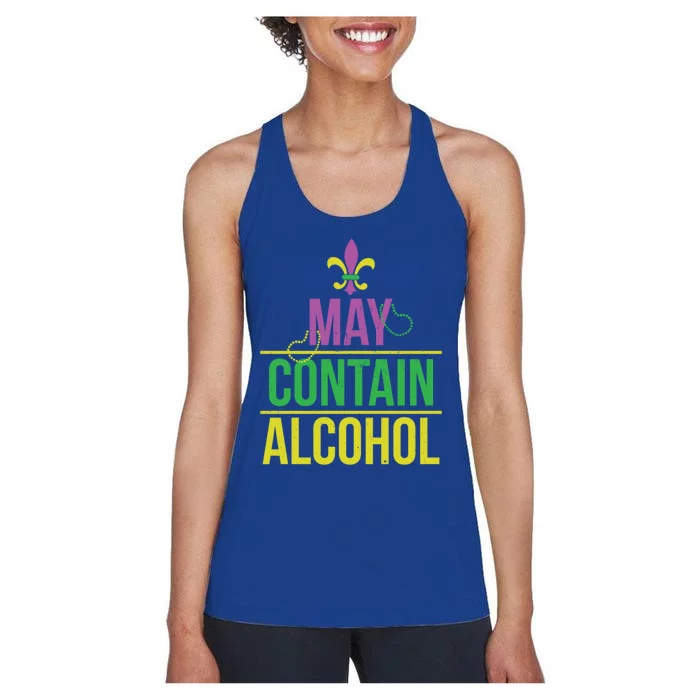 May Contain Alcohol Mardi Gras Party Ing Cool Gift Women's Racerback Tank