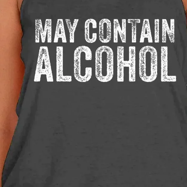 May Contain Alcohol Drinking Beer Tasting Funny Women's Knotted Racerback Tank