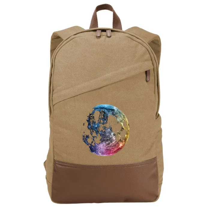 Moon Colored Art Graphic Artwork Motif Moon Cotton Canvas Backpack