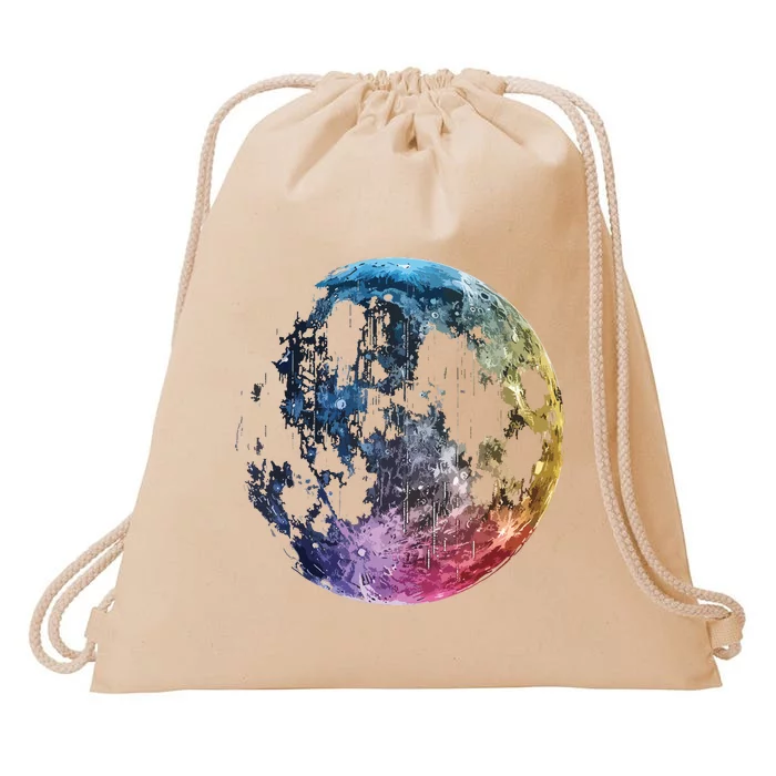 Moon Colored Art Graphic Artwork Motif Moon Drawstring Bag