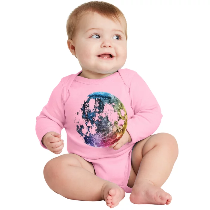 Moon Colored Art Graphic Artwork Motif Moon Baby Long Sleeve Bodysuit