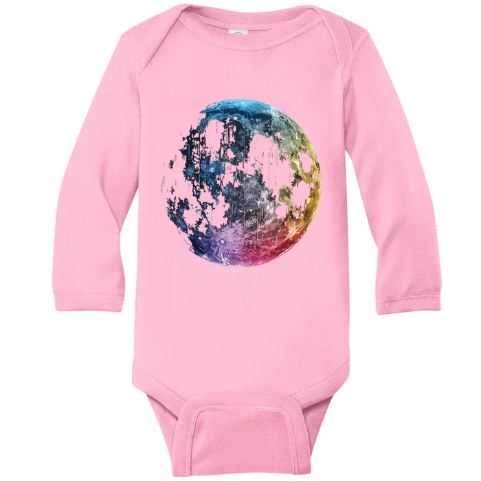 Moon Colored Art Graphic Artwork Motif Moon Baby Long Sleeve Bodysuit