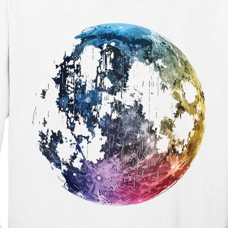 Moon Colored Art Graphic Artwork Motif Moon Tall Long Sleeve T-Shirt