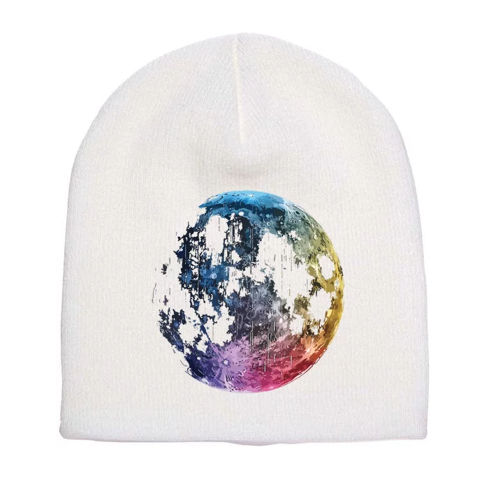 Moon Colored Art Graphic Artwork Motif Moon Short Acrylic Beanie