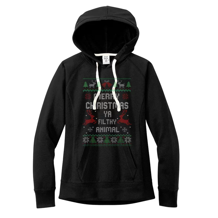 Merry Christmas Animal Filthy Ya Xmas Pajama Women's Fleece Hoodie