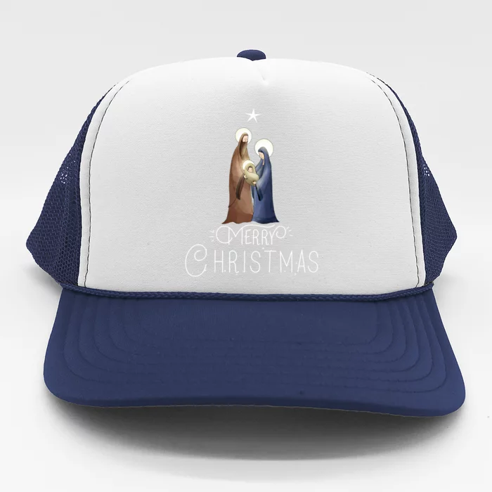 Merry Christmas Advent Nativity Scene North Star Trucker Hat