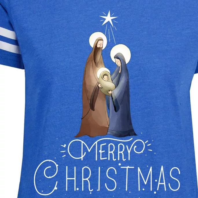 Merry Christmas Advent Nativity Scene North Star Enza Ladies Jersey Football T-Shirt