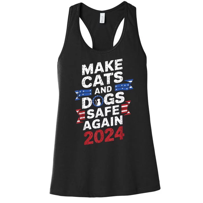 Make Cats And Dogs Safe Again Pets Funny Trump Halloween Women's Racerback Tank