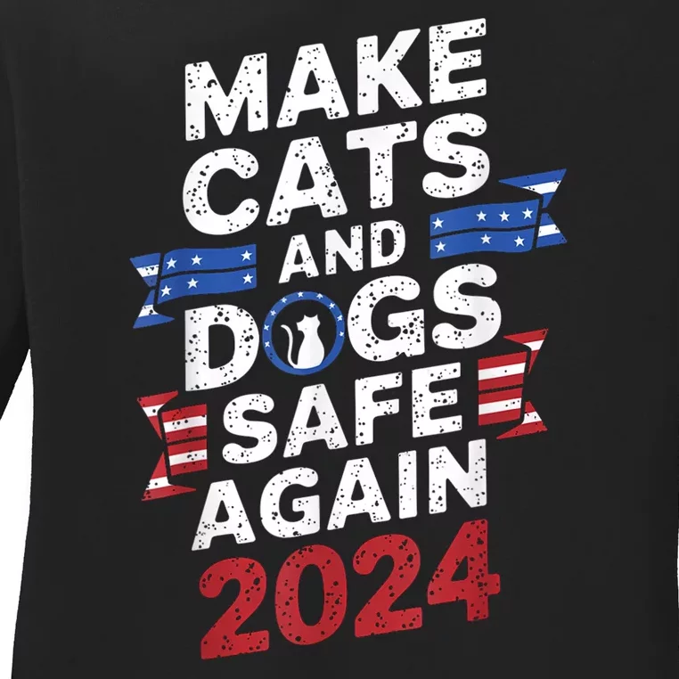 Make Cats And Dogs Safe Again Pets Funny Trump Halloween Ladies Long Sleeve Shirt