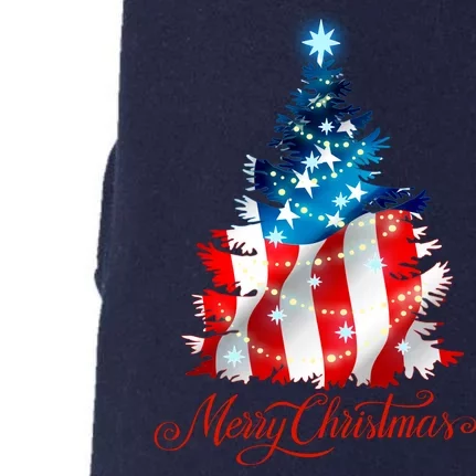 Merry Christmas American Flag Christmas Tree Doggie 3-End Fleece Hoodie